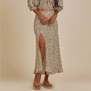 Rylee + Cru Marigold Floral Maxi Skirt with Side Slit